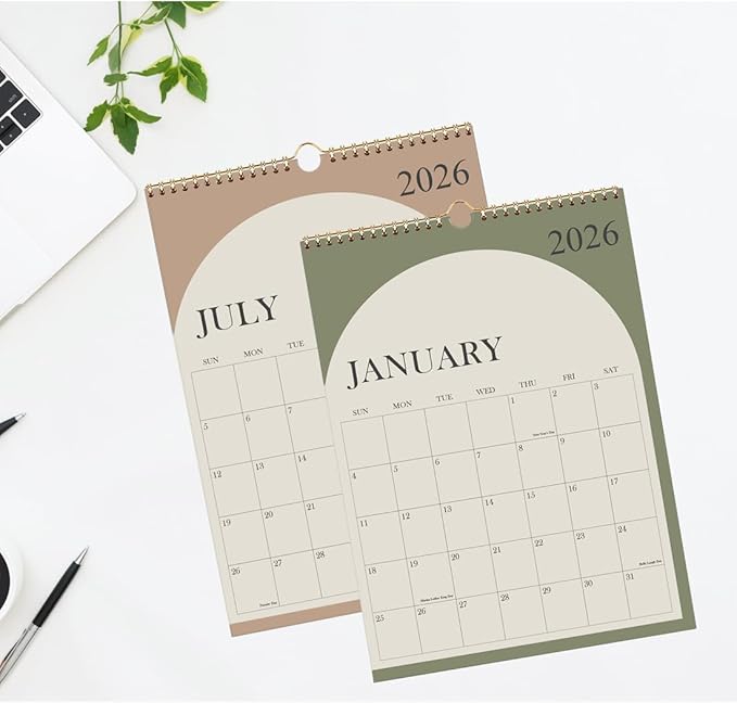Wall Calendar 2026-18 Months Calendar 2026-2027 from January 2026 - June 2027, 2026 Wall Hanging Calendar Planner with Thick Paper, 12" x 14.5", Cyan