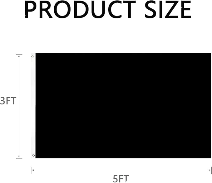Solid Black Flag 3x5 Ft Blank Black Flags Vivid Color Double Stitched Plain Flag with Brass Grommets