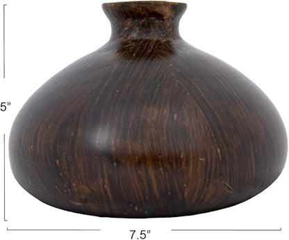 Decorative Paulownia Wood Vase, Espresso Finish