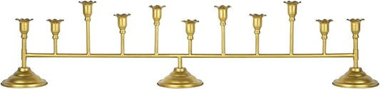 Scalloped Gold 12ct Taper Holder Candelabra Antique Finish Christmas Vintage Scalloped Taper Candle Holder Farmhouse Candle Holder Decor Wedding, Dinning, Party (Antique Brass)