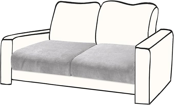 Couch Cushion Cover Velvet 2 Pieces Seat Cushion Cover Stretch LoveSeat Couch Covers Separate Sectional Sofa Slipcovers Furniture Protector (2-Seater or Backrest, Light Grey)