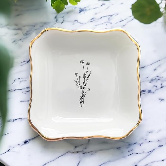 Ceramic Flower Trinket Dish, Mom Ring Dish, Bridal Shower Gift, Friendship Gift For Friend, Bride To Be Gift, Bridesmaid Gifts, Daughter Birthday Gift, Mothers Day Gift