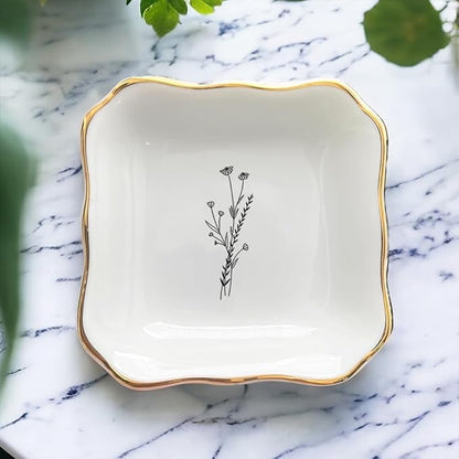 Ceramic Flower Trinket Dish, Mom Ring Dish, Bridal Shower Gift, Friendship Gift For Friend, Bride To Be Gift, Bridesmaid Gifts, Daughter Birthday Gift, Mothers Day Gift