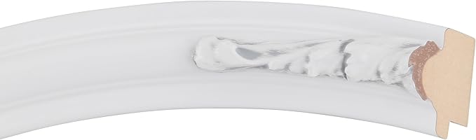 OVALCREST Round Beveled Wall Mirror for Home Decor - Florence Style - Linen White - 34x34 Outside Dimensions