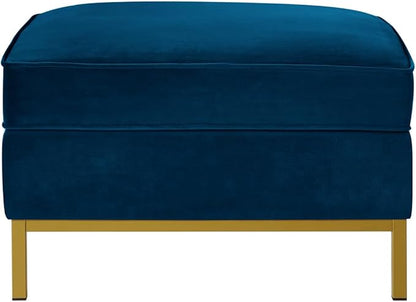 24KF Large Square Couch Ottoman, Velvet Ottoman with Padded Cushion, Large Foot Rest for Living Room - Navy