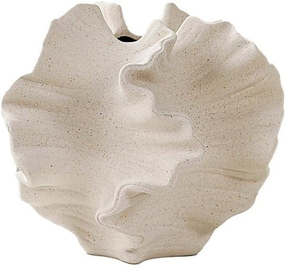 Modern Art Ceramic Coral Flower Vase Home and Office Decoration Sculpture Work Bohemian Decoration Coffee Table Office Bookshelf Living Room Decor (White)