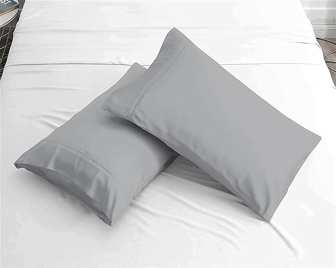 Upgrade Your Bedding Experience with The Made of 100% Cotton Pillow Cases 2 Pack Queen Pillowcases 20" x 30" Size fits Queen Pillows. Envelope Closure Silver