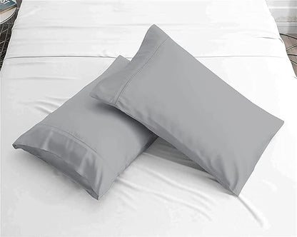 Upgrade Your Bedding Experience with The Made of 100% Cotton Pillow Cases 2 Pack King Pillowcases 20" x 40" Size fits King Pillows. Envelope Closure Silver