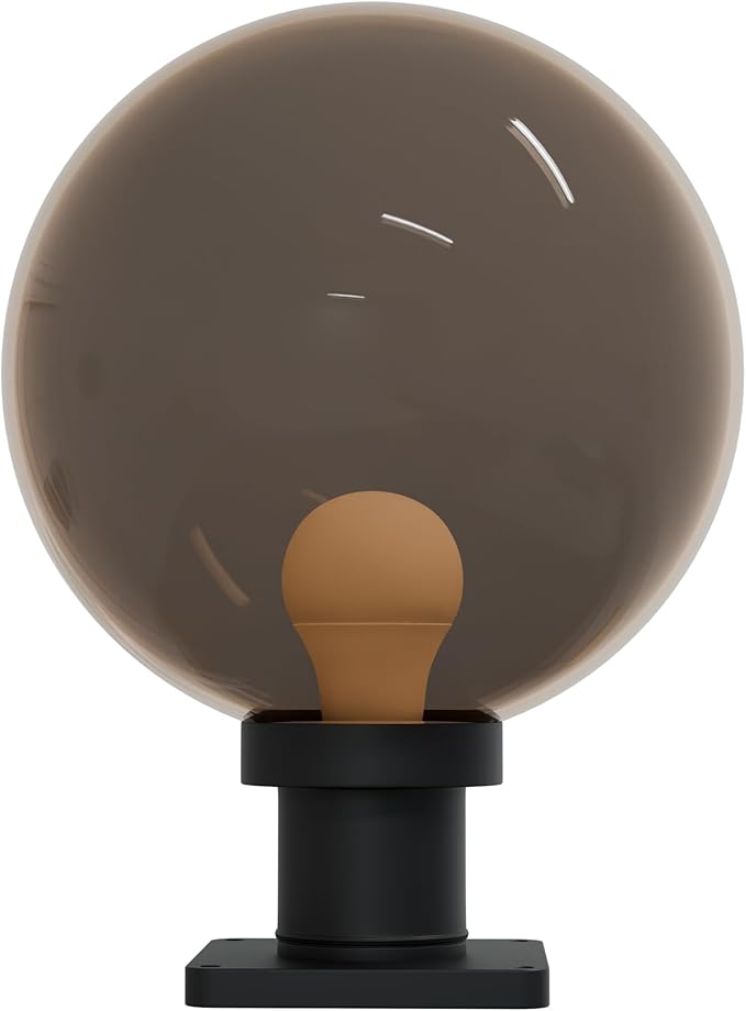 KASTLITE 12" Globe Pier Mount Outdoor Lighting with LED Lamp | UV & Waterproof Pillar & Column Lights | Deck Driveway Yard Patio & Garden Fixture | Made in USA | Bronze Cover, Black Basic Base