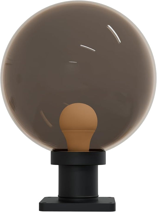 KASTLITE 12" Globe Pier Mount Outdoor Lighting with LED Lamp | UV & Waterproof Pillar & Column Lights | Deck Driveway Yard Patio & Garden Fixture | Made in USA | Bronze Cover, Black Basic Base