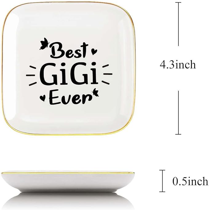 Gigi Jewelry Dish Ring Tray Plate,Best Gigi Ever Gifts for Grandma,Unique Gigi Birthday Christmas Meaningful Gifts for Grandma from Grandchild