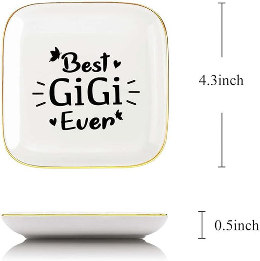 Gigi Jewelry Dish Ring Tray Plate,Best Gigi Ever Gifts for Grandma,Unique Gigi Birthday Christmas Meaningful Gifts for Grandma from Grandchild