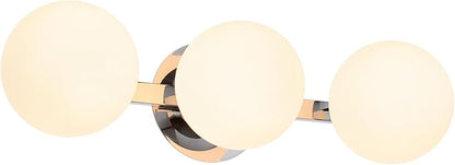 Chrome Globe Bathroom Vanity Light Fixtures, Modern 3 Lights Wall Lighting, Porch Wall Mount Light Fixture for Bathroom, Over Mirror Cabinets
