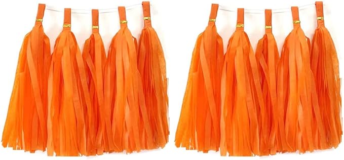 30pcs Orange Tissue Paper Tassel DIY Hanging Decor - Baby Shower, Wedding, Festival (30)