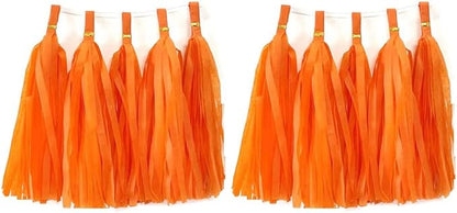 30pcs Orange Tissue Paper Tassel DIY Hanging Decor - Baby Shower, Wedding, Festival (30)