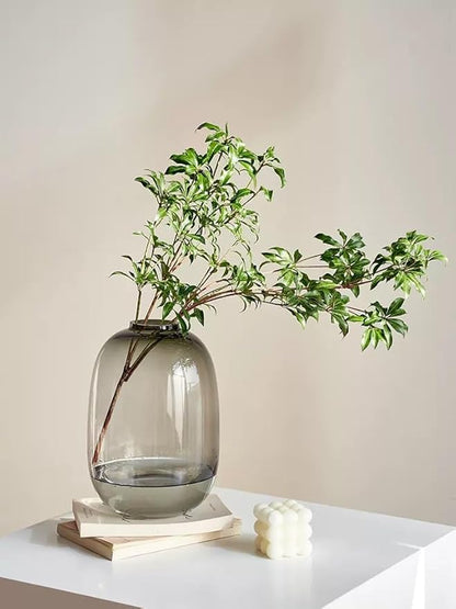 GeLive Smoked Glass Vase, Primary Colored Glass Vase, Clear Tabletop Vase, Flower Arrangement for Long Stem Branch Artificial Plant Home Indoor Centerpiece Decoration (Smoky Gray)