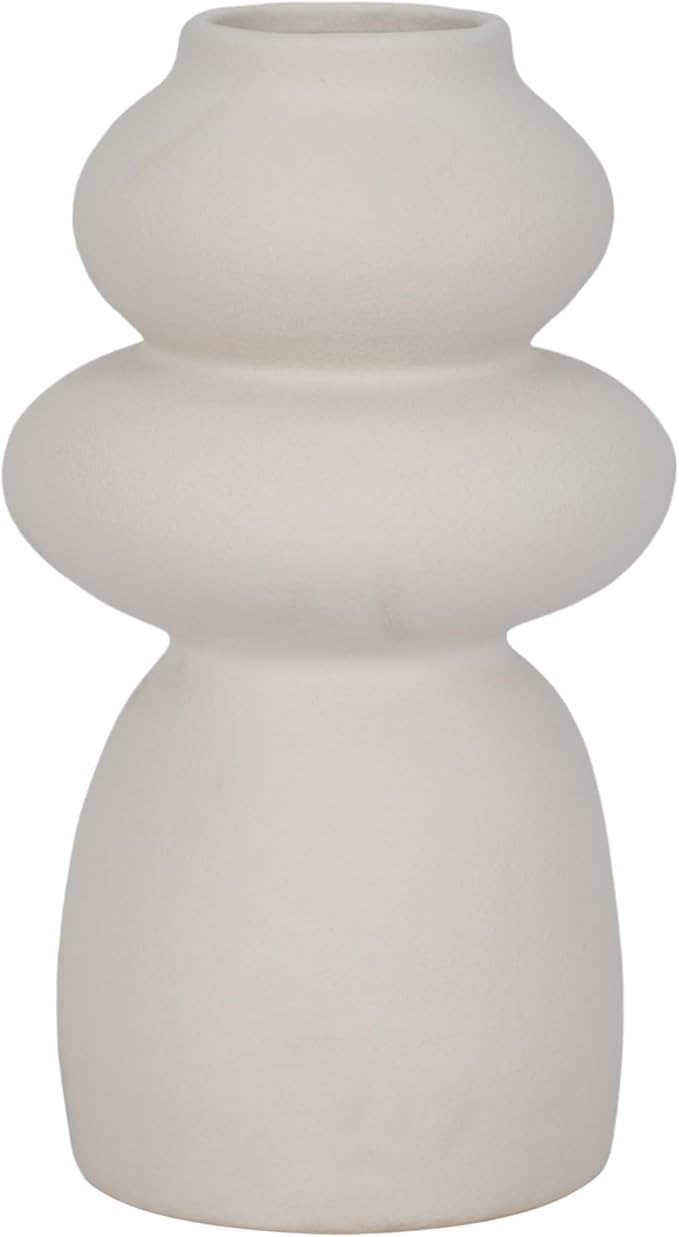 Ceramic Vase for Stylish Home Decor – Elegant Flower Vase for Any House, Bedroom, Office, Living Room, and Tabletop Decor – Timeless and Charming Room Accent Piece – 12", Ivory