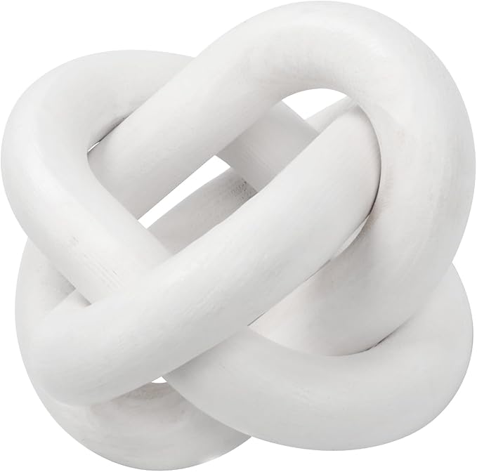Tefola 3-Link Wood Chain Link Decor, White Knot Decor, Coffee Table Decor,Hand Carved Farmhouse Decor for Home,Boho Decor for Shelf Decorations,Bookshelf Decorative Objects
