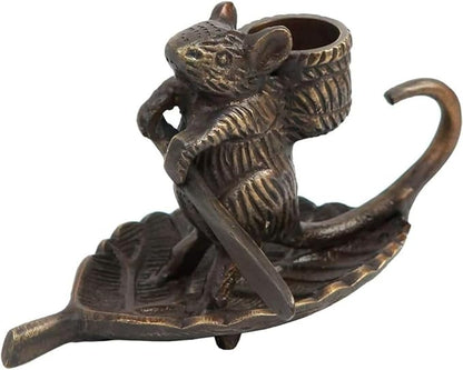 Intrepid Mouse Candleholder Elegant Antique Bronze Finish Classic Decorative Accent for Tabletop or Shelf, 4” L x 4” W x 5 ”H