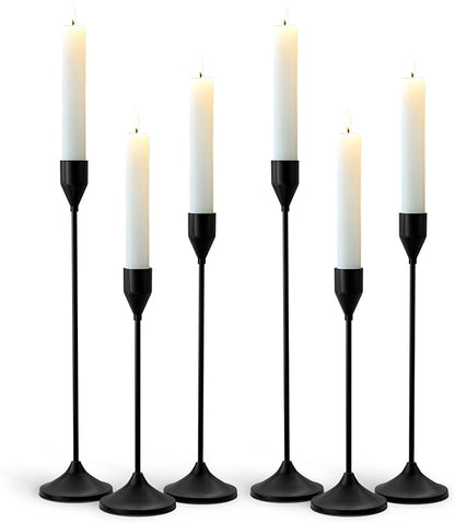 Brass Black Metal Taper Candle Holder, Vintage Candlestick Holders, Candle Sticks Holder Decor for Wedding Wedding, Dinning, Party, Fits 3/4 inch Thick Candle&Led Candles (Set of 6 Pcs)