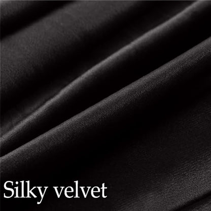 lalaLOOM Velvet Throw Pillow Covers, Set of 2, 20x20 Decorative Square Pillows Home Decor, Soft Accent Cases, Silky Machine Washable Pillowcases for Sofa, Couch, Bedroom, Living Room, Jet Black