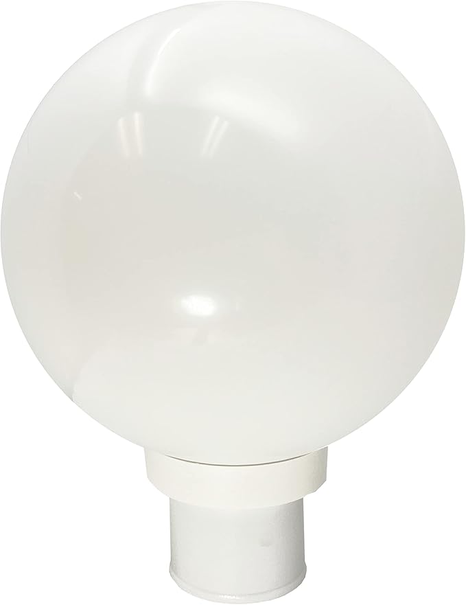 KASTLITE Lamp Post Globe Combo Lighting Fixture | 10" White Acrylic Lens with White Fitter & Twist Lock Mounting | Fits 3" Diameter Posts (Not Included) | Comes with with 5000K LED Bulb