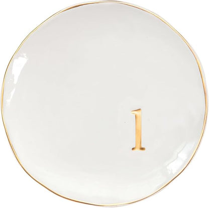 COLLECTIVE HOME - Ceramic Jewelry Tray, Decorative Trinket Dish for Rings Earrings Necklaces Bracelet Watch Keys, Birthday Mother's Day Christmas Gift for Women, 4.75", Glossy (l)