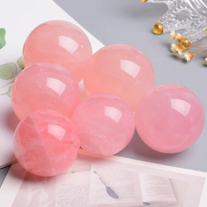 4-5CM/1.58-1.97inch Natural Pink Crystal Ball Labradorite Sphere Moonstone Stone Crafts Polished Decorative Sphere Reiking Healing Crystals Ball Stone Fengshui Home Decoration (40-50mm, Pink Crystal)