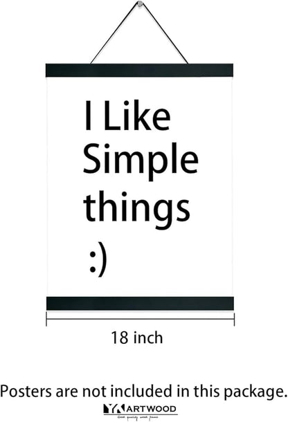 4 Pack Magnetic Poster Hanger Frame 18 inch Black- 18x24 18x12 18x28 Poster Frame for Wall Art Pictures Photos Prints Maps Diamond Art Painting