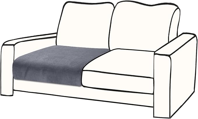 Couch Cushion Cover Velvet 1 Piece Seat Cushion Cover Stretch Armchair Cover Separate Sectional Sofa Slipcovers Furniture Protector (1-Seater or Sofa Backrest, Dark Grey)