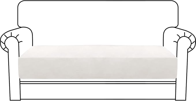 MAXIJIN Velvet Stretch Couch Cushion Covers Soft Loveseat Cushion Cover Replacement Sofa Seat Cushion Slipcovers RV Protector with Elastic Bottom (1 Piece Loveseat Cushion Cover, White)