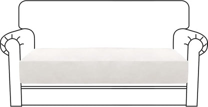 MAXIJIN Velvet Stretch Couch Cushion Covers Soft Loveseat Cushion Cover Replacement Sofa Seat Cushion Slipcovers RV Protector with Elastic Bottom (1 Piece Loveseat Cushion Cover, White)