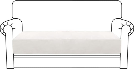 MAXIJIN Velvet Stretch Couch Cushion Covers Soft Loveseat Cushion Cover Replacement Sofa Seat Cushion Slipcovers RV Protector with Elastic Bottom (1 Piece Loveseat Cushion Cover, White)