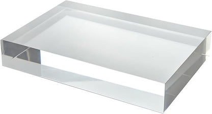 CiaoHER 2in Thickness Solid Acrylic Cube Display Block Clear Polished Pedestal Stand Riser Solid Base 2" x 8" x 12", 1 Pack