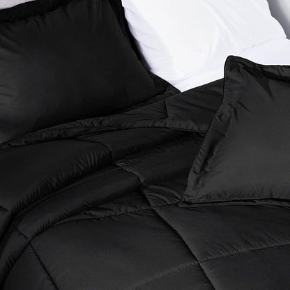 PeachSkinSheets Night Sweats: The Original 1500TC Soft Super Full/XL Full Oversized Comforter Set Midnight Black