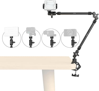 SmallRig 22.4" Magic Arm with Super Clamp, Overhead Phone Mount, Flexible Desk Camera Mount with 1/4" Screw and Cable Clip, Max Load 2.2lb, for iPhone, Action Camera, Video Light, Webcam, Mic - 5625