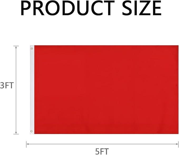 Solid Red Flags 3x5 Ft Blank Red Vivid Color Double Stitched Plain Flag with Brass Grommets