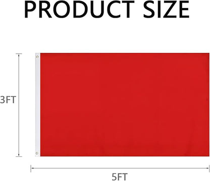 Solid Red Flags 3x5 Ft Blank Red Vivid Color Double Stitched Plain Flag with Brass Grommets