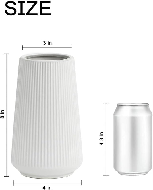 Matte White Ceramic Vase – Frosted Elegant Flower Vase for Pampas Grass, Dried or Fresh Flowers, Modern Minimalist Farmhouse Home Decor for Living Room, Dining Table, Wedding Centerpiece