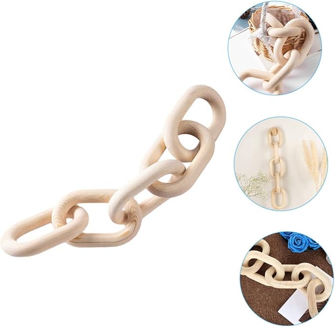 Rustic Link Chain Decor Wood Hanging Ornament for Home Bar and Bedroom for Modern Farmhouse and Bohemian Styles