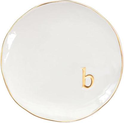 COLLECTIVE HOME - Ceramic Jewelry Tray, Decorative Trinket Dish for Rings Earrings Necklaces Bracelet Watch Keys, Birthday Mother's Day Christmas Gift for Women, 4.75", Glossy (b)