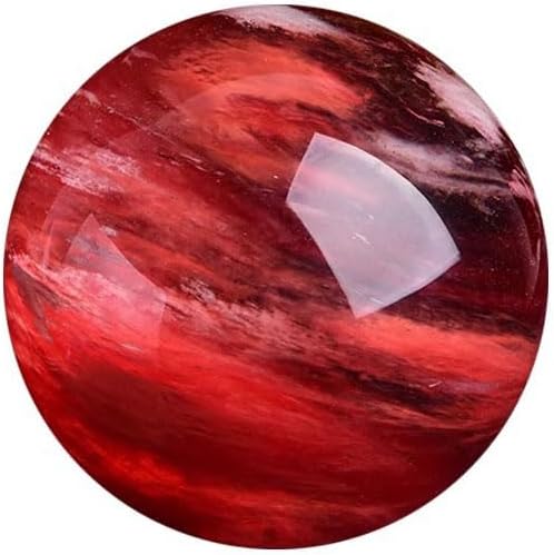 Red Healing Crystal Gemstone Sphere Ball for Reiki Balancing Meditation Energy Home and Office Decoration (8cm, Artificial Crystal)