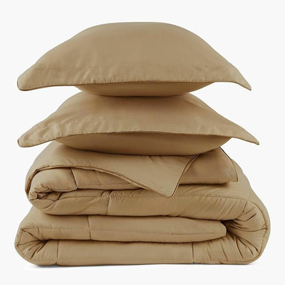 PeachSkinSheets Night Sweats: The Original 1500TC Soft Super King/Cal King Oversized Comforter Set Light Mocha