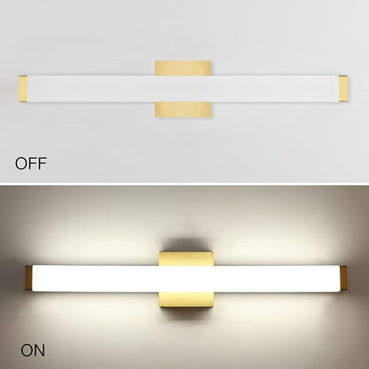 Bathroom Vanity Light Brushed Nickel Square LED 24 inch 14W 4000K Natural White Light Wall Bar Lighting Fixtures Over Mirror (Metal Brass, 24in)