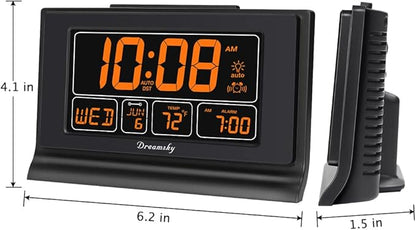 DreamSky Digital Alarm Clock with Battery Backup, 5 Inch Large Display, Auto Set Clock, USB Charging Ports, 12/24H