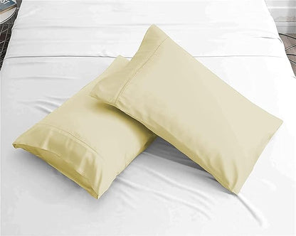 Upgrade Your Bedding Experience with The Made of 100% Cotton Pillow Cases 2 Pack Standard Pillowcases 20" x 26" Size fits Standard Pillows. Envelope Closure Ivory