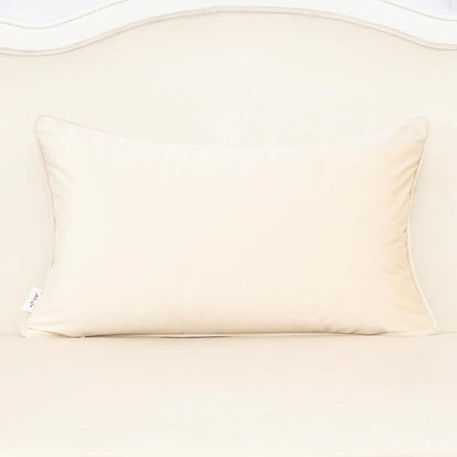 Alerfa Beige Floral Throw Pillow Cover 12 x 20 Inch Cut Velvet Rectange Luxury Decorative Lumbar Pillow Cover for Couch Living Room Bedroom