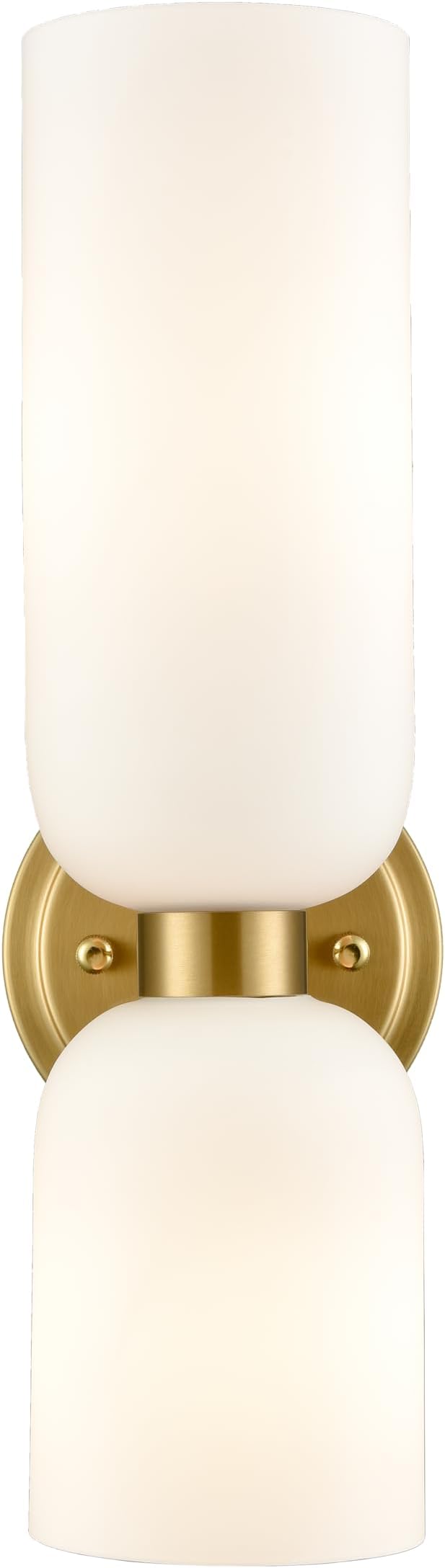 Gold Wall Sconces Set of Two 2-Light Modern Wall Light 3.93"(W)*15.4"(H) Bathroom Vanity Light Milky White Glass