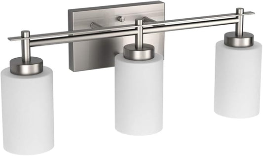 Aipsun Brushed Nickel Bathroom Vanity Light Vintage Bathroom Vanity Lighting Fixtures 3 Lights Industrial Wall Light (Exclude Bulb)
