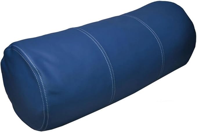Genuine Leather Bolster Cylinder Pillow Cover Case for Lumbar Throw Couch Pillows - Modern Farmhouse Decorative Sofa Thick & Soft Cushion Covers (Blue, 6" x 18")